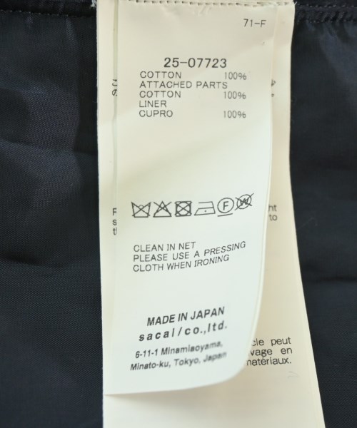 sacai（サカイ）ノーカラージャケット 紺 サイズ:2(M位) レディース/2200618398010