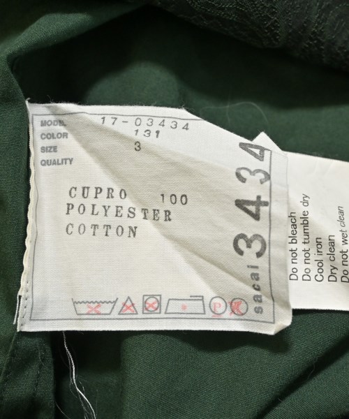 sacai（サカイ）カジュアルシャツ 緑 サイズ:3(L位) レディース/2200672535017