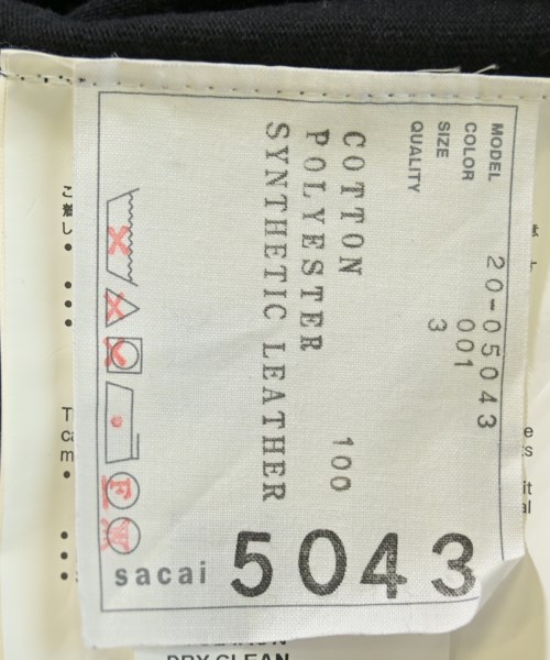 sacai（サカイ）Tシャツ・カットソー 黒 サイズ:3(L位) レディース/2200678792261