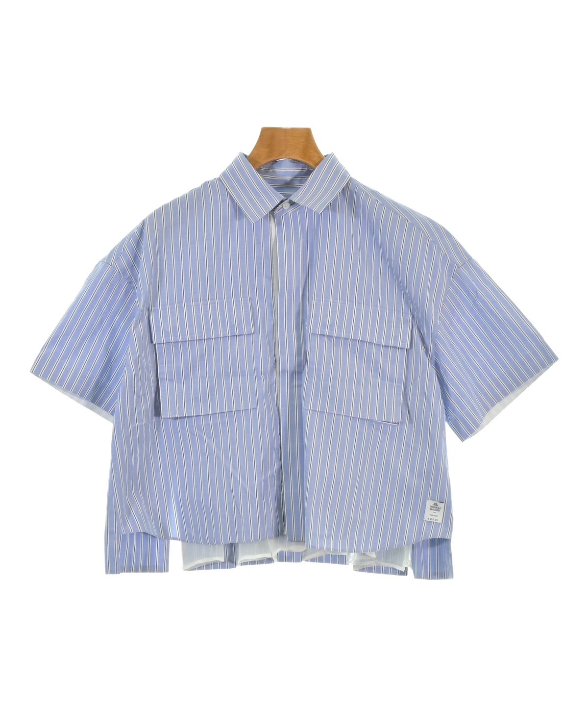 定価71500円希少名作sacai2020SSPoplinShirtStripe sacai（サカイ）カジュアルシャツ 青 サイズ:1(S位) レディース