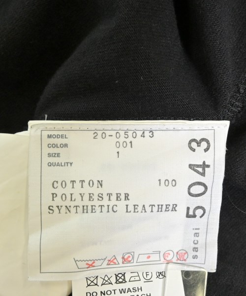 sacai（サカイ）Tシャツ・カットソー 黒 サイズ:1(S位) レディース/2200672817076