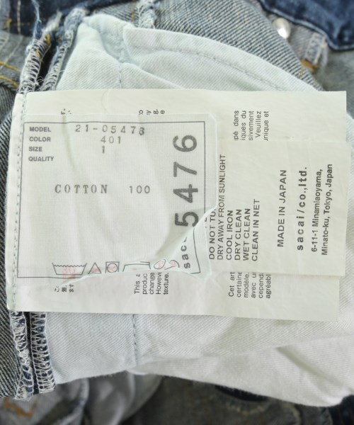 sacai（サカイ）デニムパンツ 紺 サイズ:1(S位) レディース/2200680676023