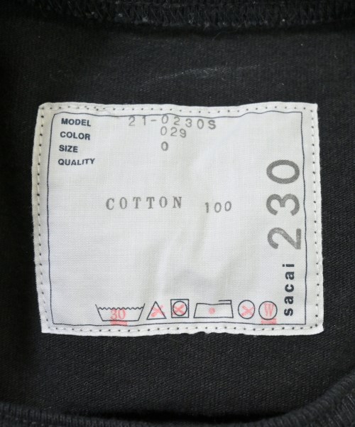 sacai（サカイ）Tシャツ・カットソー 黒 サイズ:0(XS位) メンズ/2200699249072