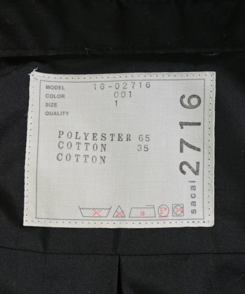 sacai（サカイ）シャツワンピース 黒 サイズ:1(S位) レディース/2200698754041