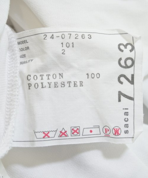 sacai（サカイ）Tシャツ・カットソー 白 サイズ:2(M位) レディース/2200660747101
