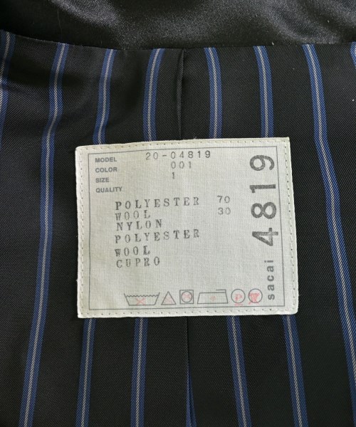 sacai（サカイ）ジャケット 黒 サイズ:1(S位) レディース/2200689785047