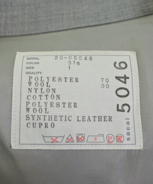 sacai（サカイ）カジュアルジャケット グレー サイズ:1(S位) レディース/2200645728040