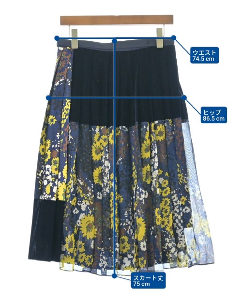 sacai（サカイ）ロング・マキシ丈スカート 紺 サイズ:3(L位) レディース/2200646958163