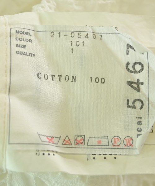 sacai（サカイ）ブラウス 白 サイズ:1(S位) レディース/2200652687033