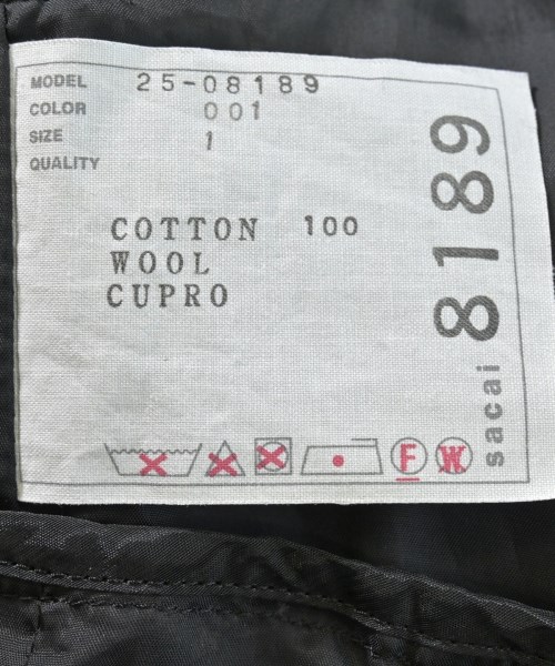 sacai（サカイ）デニムジャケット 黒 サイズ:1(S位) レディース/2200653110035