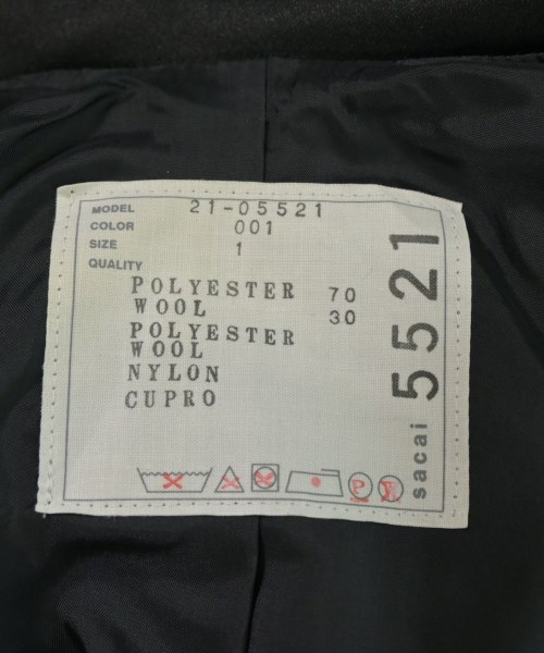 sacai（サカイ）カジュアルジャケット 黒 サイズ:1(S位) レディース/2200653860046