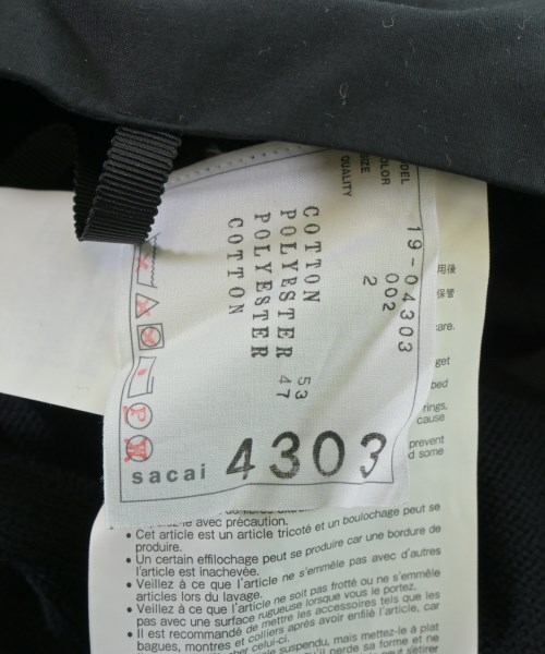 sacai（サカイ）ワンピース 黒 サイズ:2(M位) レディース/2200644925037