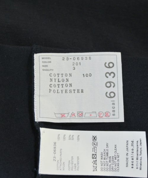 sacai（サカイ）Tシャツ・カットソー 黒 サイズ:3(L位) レディース/2200654171127