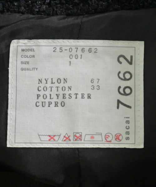 sacai（サカイ）ブルゾン 黒 サイズ:1(S位) レディース/2200654221013