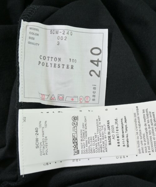 sacai（サカイ）Tシャツ・カットソー 黒 サイズ:3(L位) レディース/2200702707018