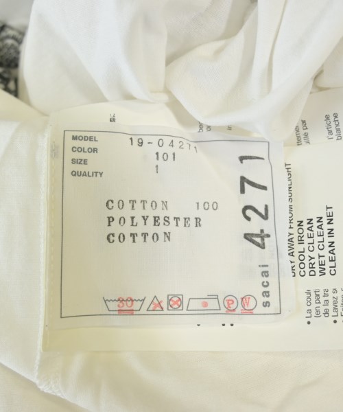 sacai（サカイ）Tシャツ・カットソー 白 サイズ:1(S位) レディース/2200699861120