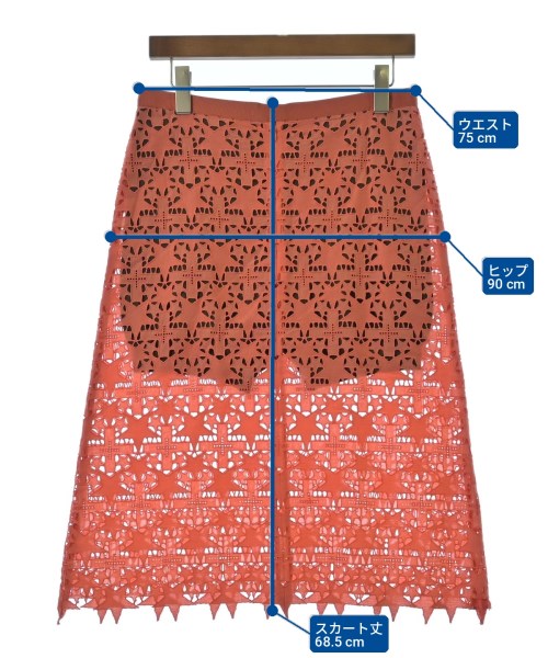 sacai（サカイ）ひざ丈スカート オレンジ サイズ:2(M位) レディース/2200705599238