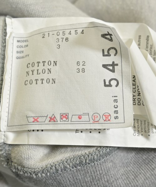 sacai（サカイ）パーカー グレー サイズ:3(L位) レディース/2200666949011