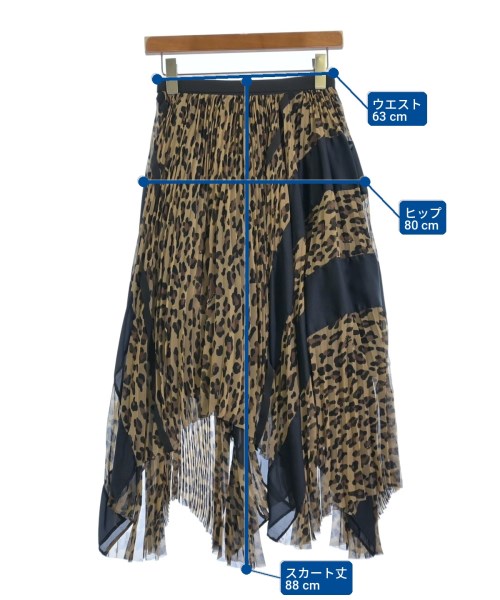 sacai（サカイ）ひざ丈スカート 茶 サイズ:0(XS位) レディース/2200726659096