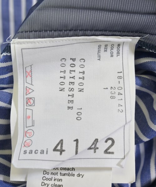 sacai（サカイ）シャツワンピース 青 サイズ:1(S位) レディース/2200736279048