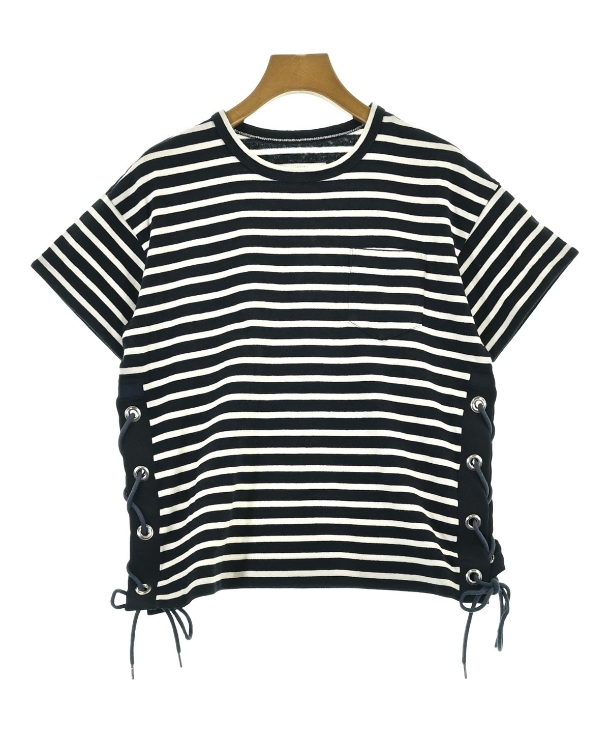 sacai サカイ ドッキング レースアップ ブラウス ウール セーター sacai（サカイ）Tシャツ・カットソー 紺 サイズ:1(S位) レディース