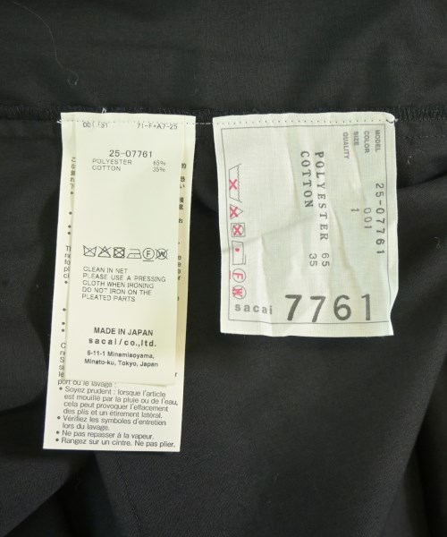 sacai（サカイ）シャツワンピース 黒 サイズ:1(S位) レディース/2200720022018