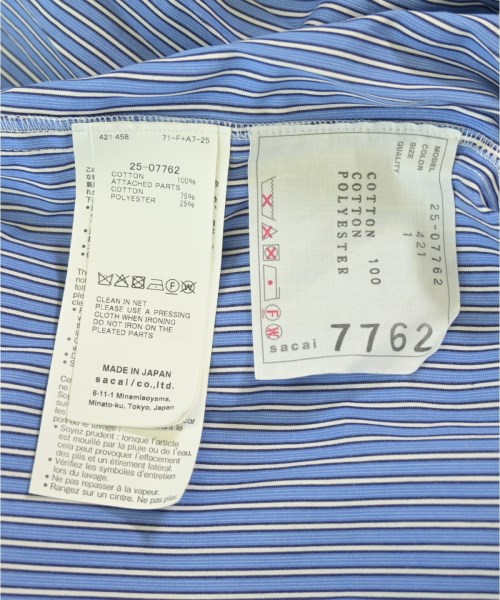 sacai（サカイ）カジュアルシャツ 青 サイズ:1(S位) レディース/2200720022032