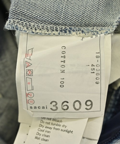 sacai（サカイ）デニムパンツ 青 サイズ:1(S位) レディース/2200722565049