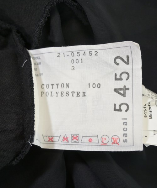 sacai（サカイ）Tシャツ・カットソー 黒 サイズ:3(L位) レディース/2200683454048