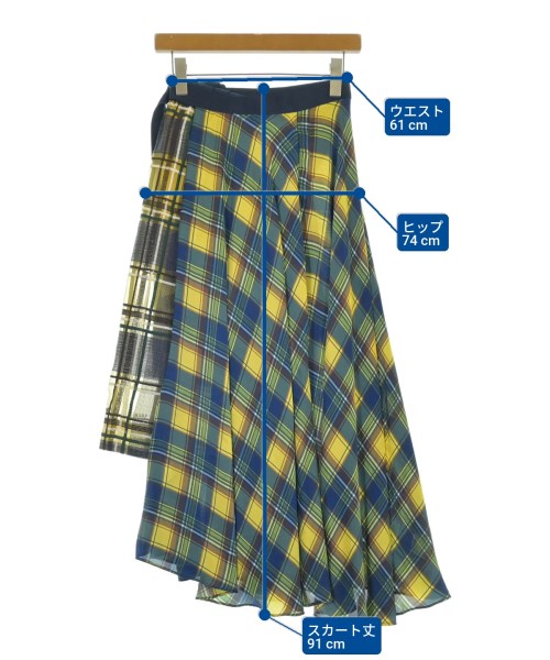 sacai（サカイ）ひざ丈スカート 黄 サイズ:0(XS位) レディース/2200684750071