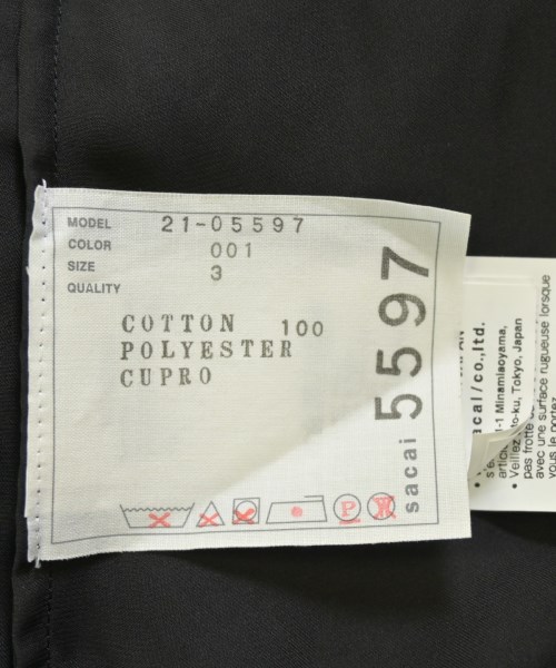 sacai（サカイ）ワンピース 黒 サイズ:3(L位) レディース/2200687365036