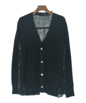 【sacai】シルクカシミヤ混 カーディガン 黒 サイズ3 切替 ドメブラ sacai（サカイ）カーディガン 黒 サイズ:3(L位) レディース