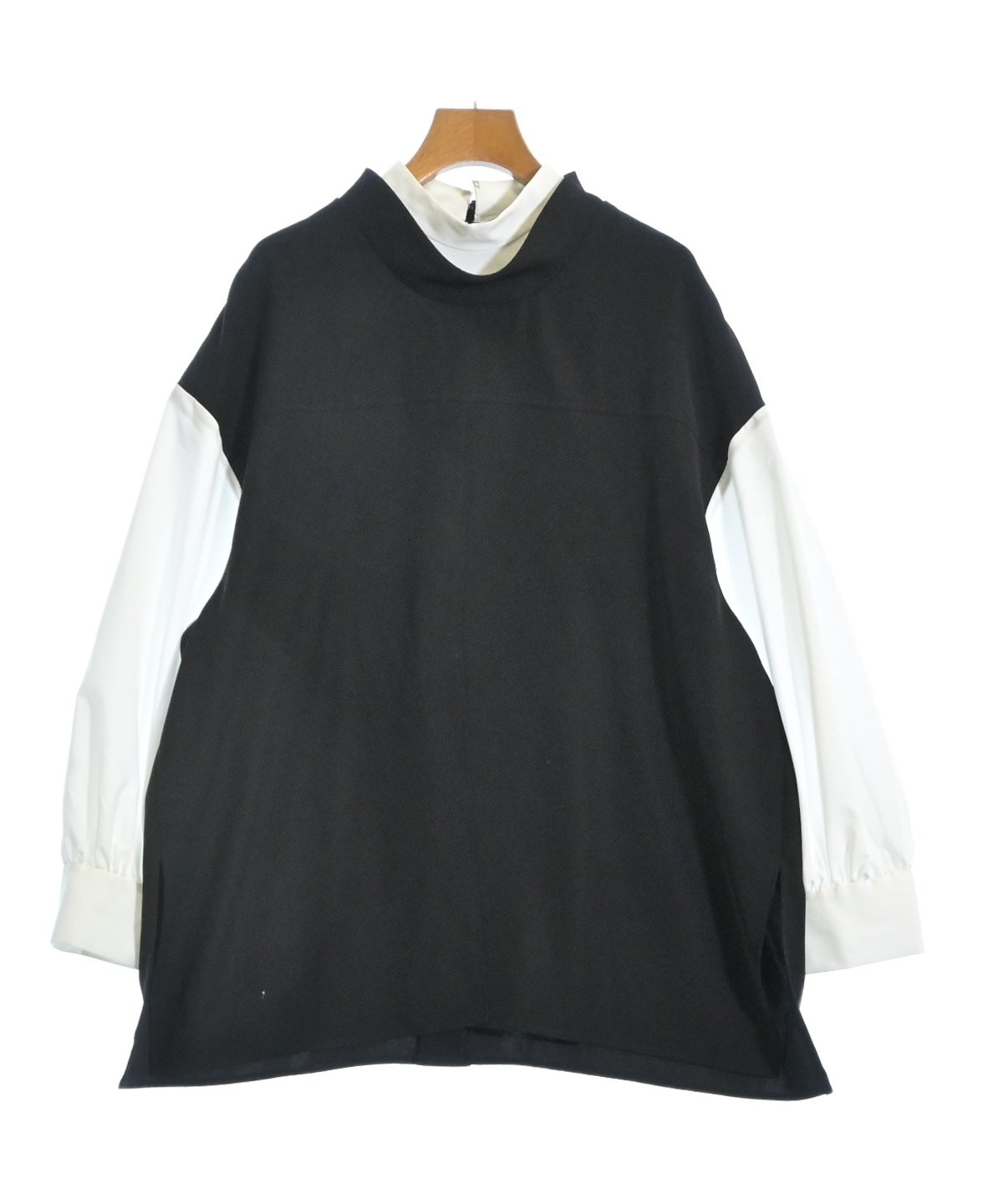 エンフォルド　長袖ブラウス　シャツ　ニットドッキング　異素材　バイカラー　38 ENFOLD（エンフォルド）ブラウス 黒 サイズ:38(M位) レディース