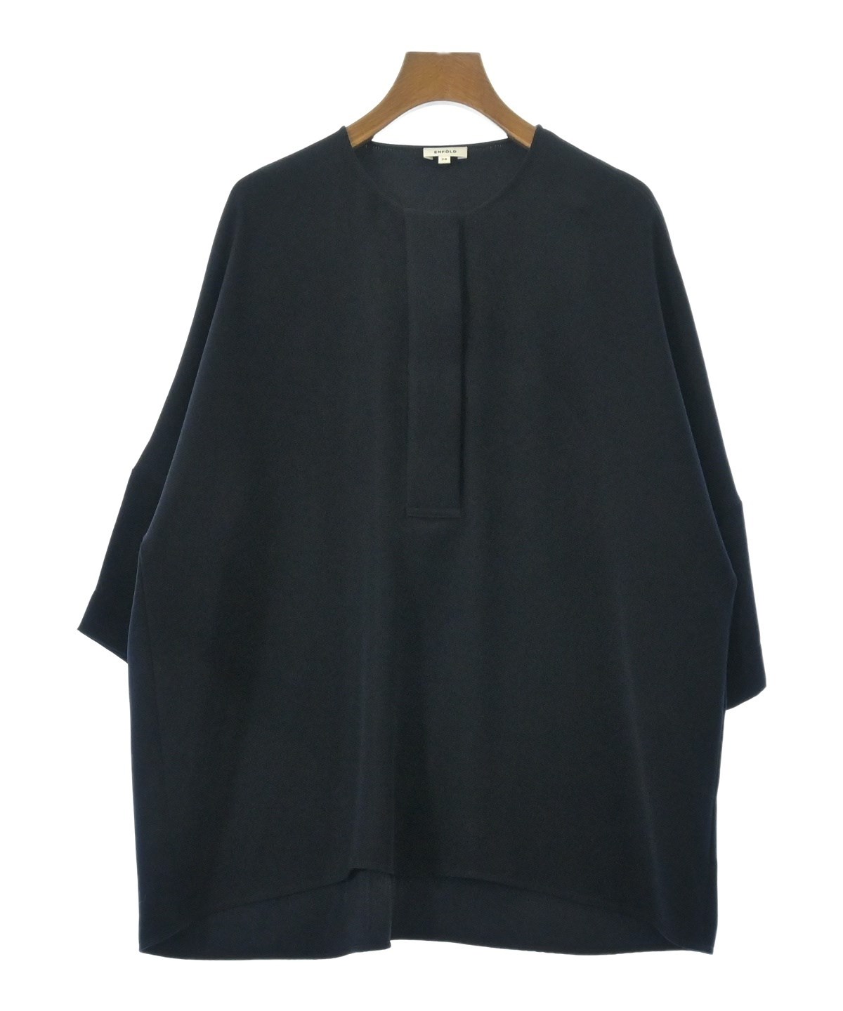 エンフォルド サイズ:38  300IS230-2151 プリーツボリュームブラウス 中古 BS99 ENFOLD（エンフォルド）ブラウス 紺 サイズ:38(M位) レディース