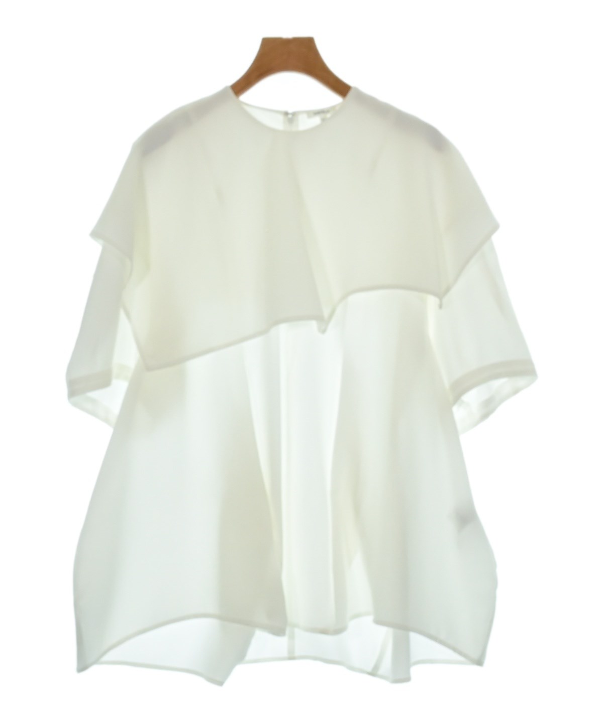 【美品】エンフォルド　ENFOLD　スカラップ　オーバーシャツ　ホワイト　シルク ENFOLD（エンフォルド）カジュアルシャツ 白 サイズ:38(M位