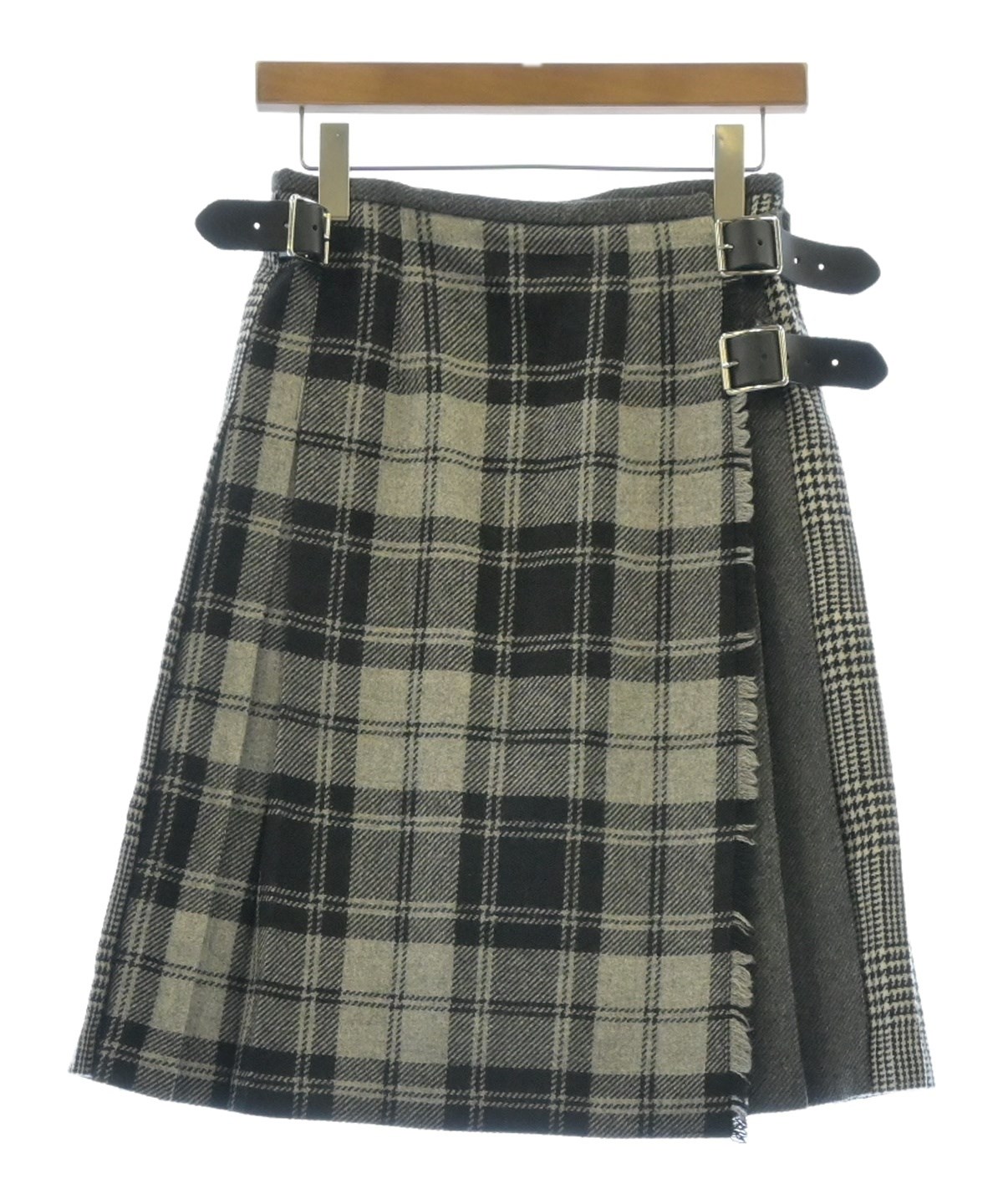 新品　un peu. オリーブグリーン シルク混スカート O'NEIL OF DUBLIN（オニールオブダブリン）ひざ丈スカート