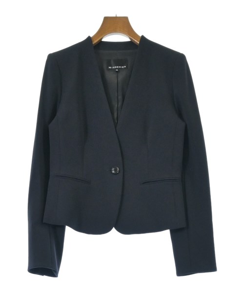 M-premier BLACK(エムプルミエブラック)ノーカラージャケット 紺 サイズ:36(S位)/2200638444018