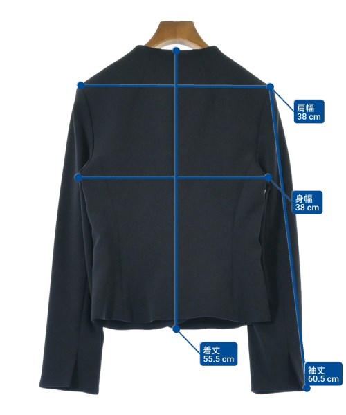 M-premier BLACK（エムプルミエブラック）ノーカラージャケット 紺 サイズ:36(S位) レディース/2200638444018