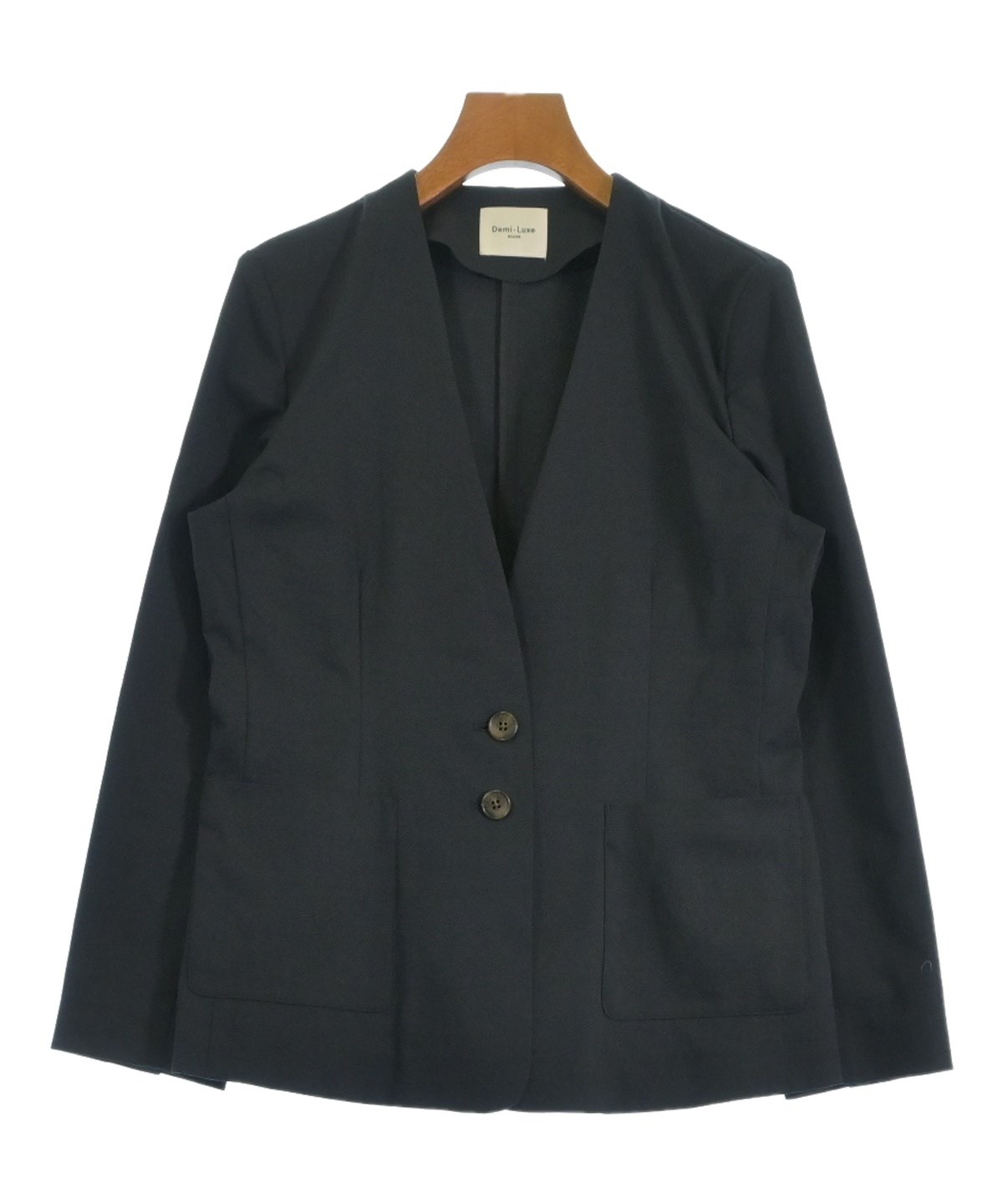 Demi-Luxe BEAMS（デミルクスビームス）ノーカラージャケット 紺