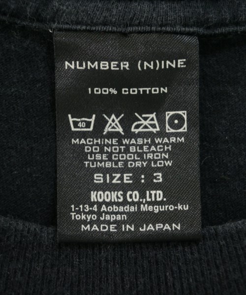 NUMBER NINE（ナンバーナイン）Tシャツ・カットソー 黒 サイズ:3(M位) メンズ/2200672162152