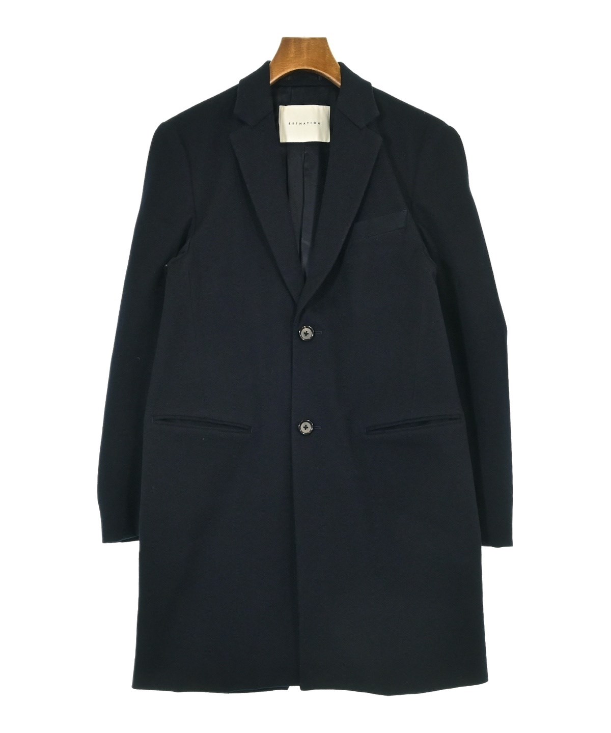 訳あり新品タグ付き✨️ ESTNATION ウールチェスターコート ネイビー系 ESTNATION（エストネーション）チェスターコート 紺 サイズ:S メンズ