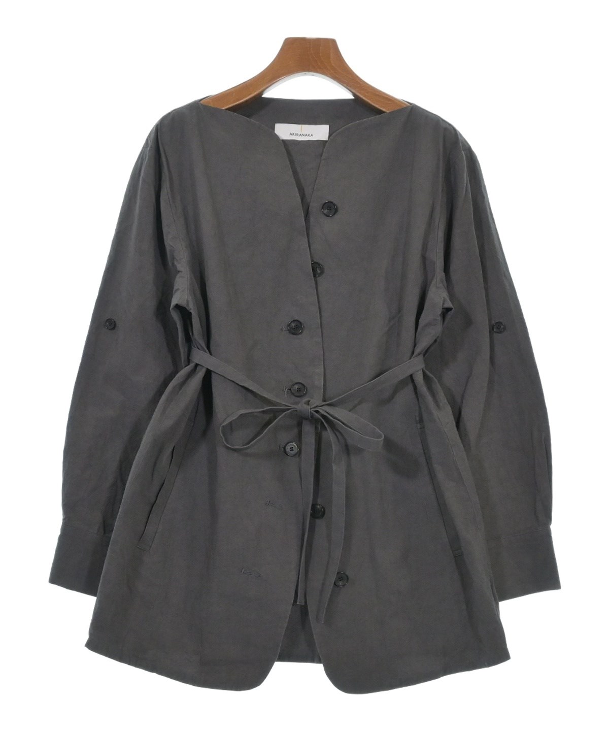 アキラナカ　23SS　ノーカラージャケット　リネン　レーヨン　黒　人物柄　総柄 アキラナカ 23SS ノーカラージャケット リネン レーヨン 黒 人物柄 総