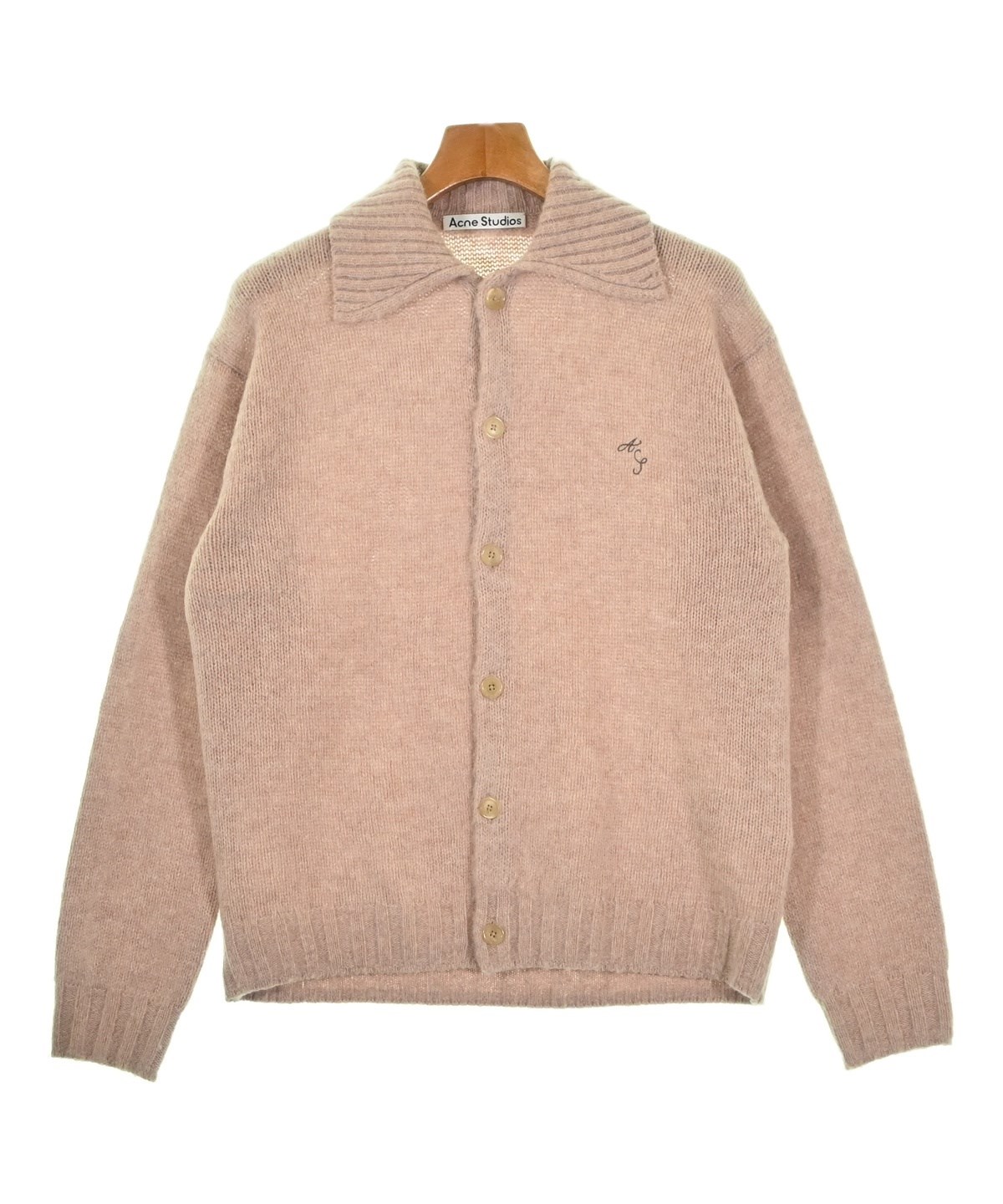 Acne Studios ダメージ加工 ニットカーディガン ピンク XS Acne Studios（アクネストゥディオズ）カーディガン ピンク サイズ:XS