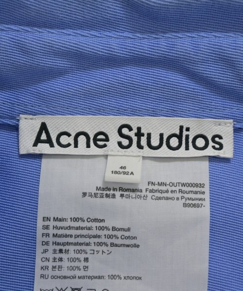 Acne Studios（アクネストゥディオズ）カジュアルシャツ 青 サイズ:46(M位) メンズ/2200646724010