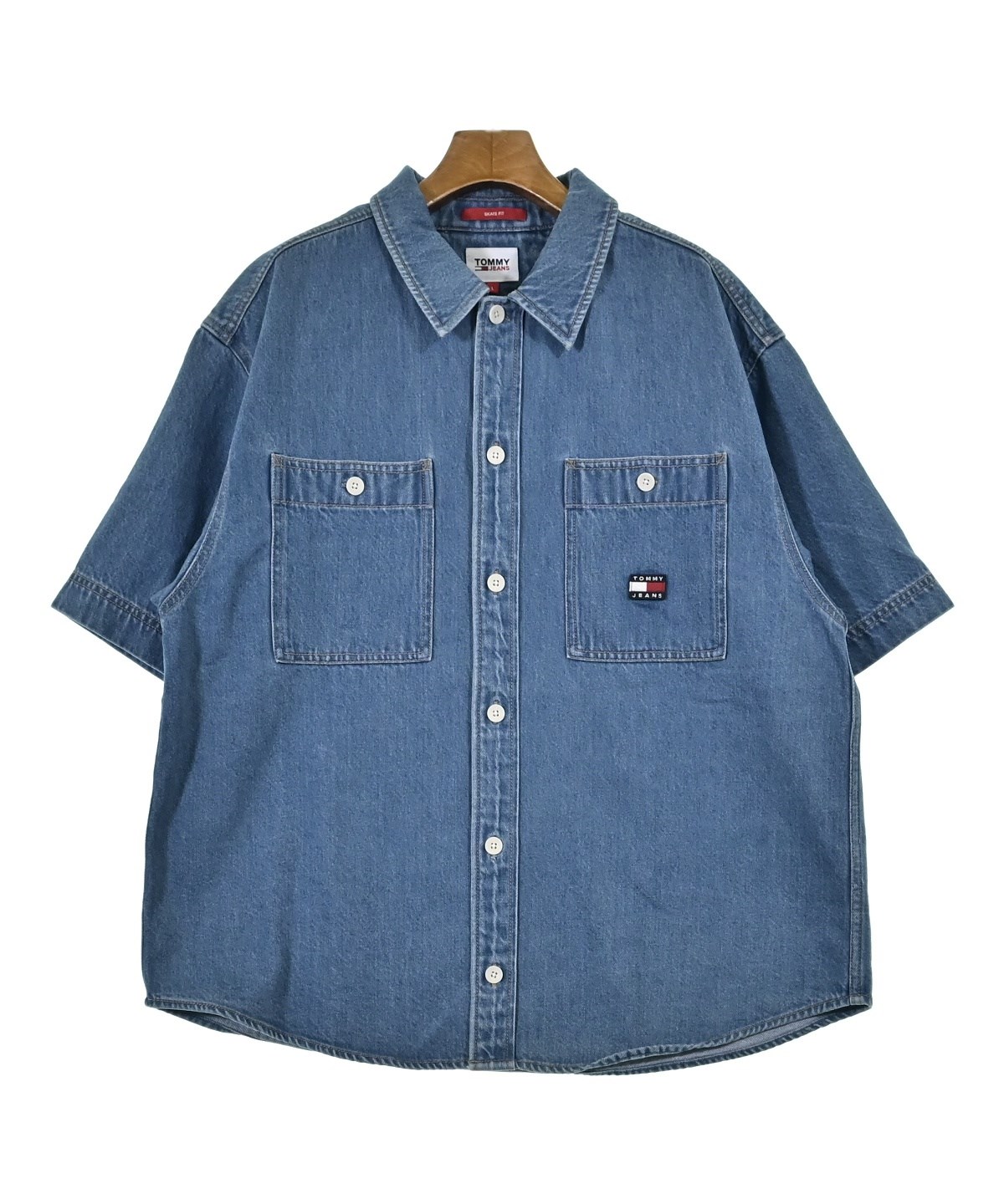 TOMMY JEANS（トミージーンズ）カジュアルシャツ 青 サイズ:L メンズ 