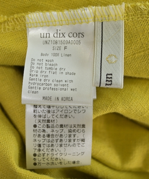 un dix cors（アンディコール）ワンピース 黄 サイズ:F レディース/2200609816059