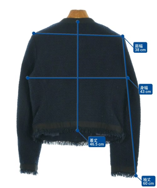 CLAUDIE PIERLOT（クローディーピエルロ）ノーカラージャケット 紺 サイズ:36(S位) レディース/2200735823051