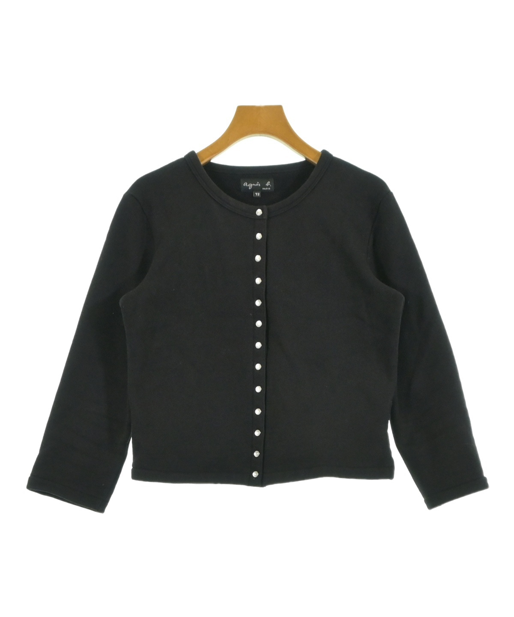 agni's b. ブラック カーディガン Mサイズ Agnes b.（アニエスベー）カーディガン 黒 サイズ:3(L位) レディース