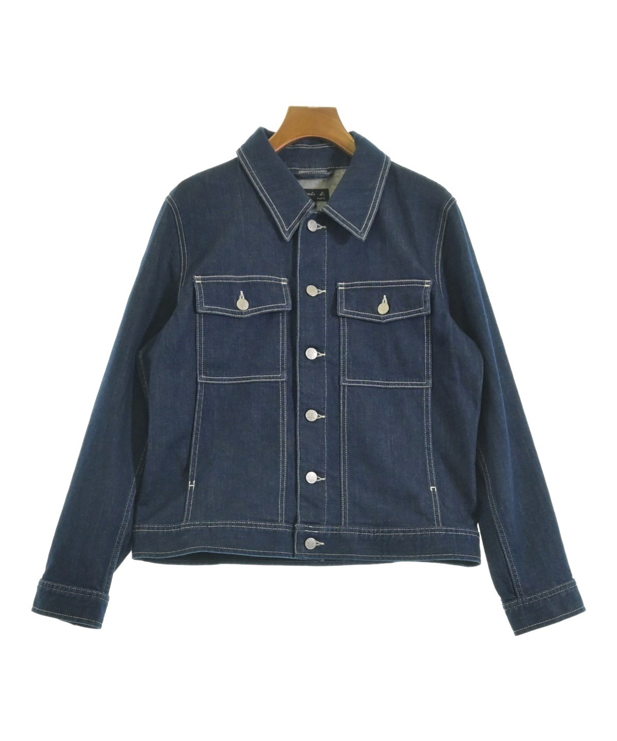 【濃紺】90s agnes b レディース デニムジャケット フランス製 2 Agnes b.（アニエスベー）デニムジャケット 紺 サイズ:2(M位