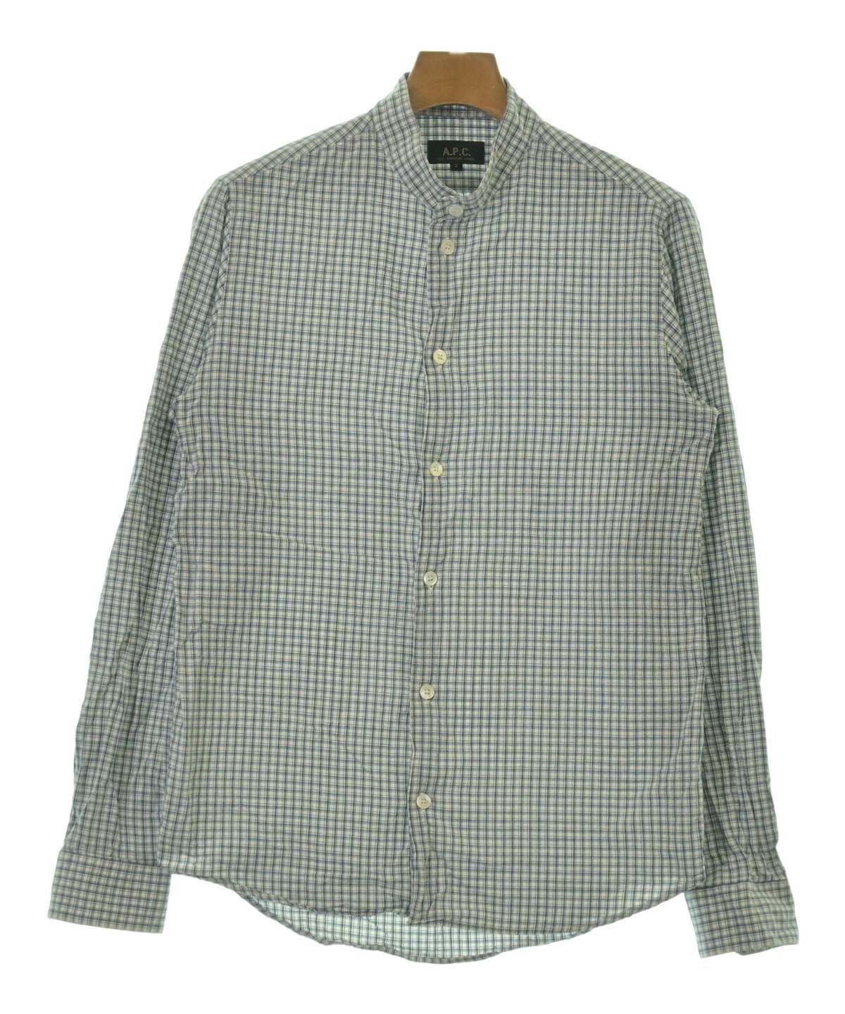 【極美品】A.P.C. アーペーセー 総柄シャツ L 白×緑 ボタニカル柄 A.P.C.（アーペーセー）カジュアルシャツ 白 サイズ:S メンズ
